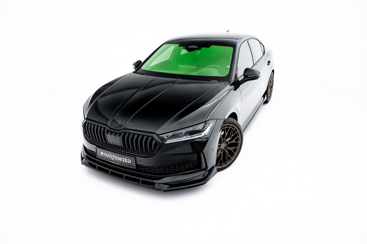 Street+ Spoilerlippe Front Ansatz V.2 passend für Skoda Superb Sportline Mk4 schwarz Hochglanz – Ansicht 2