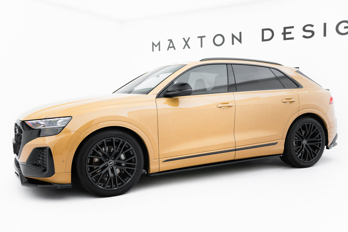 Street+ Seitenschweller Leisten passend für V.1 passend für Audi Q8 S-line / SQ8 Mk1 Facelift schwarz Hochglanz – Ansicht 3