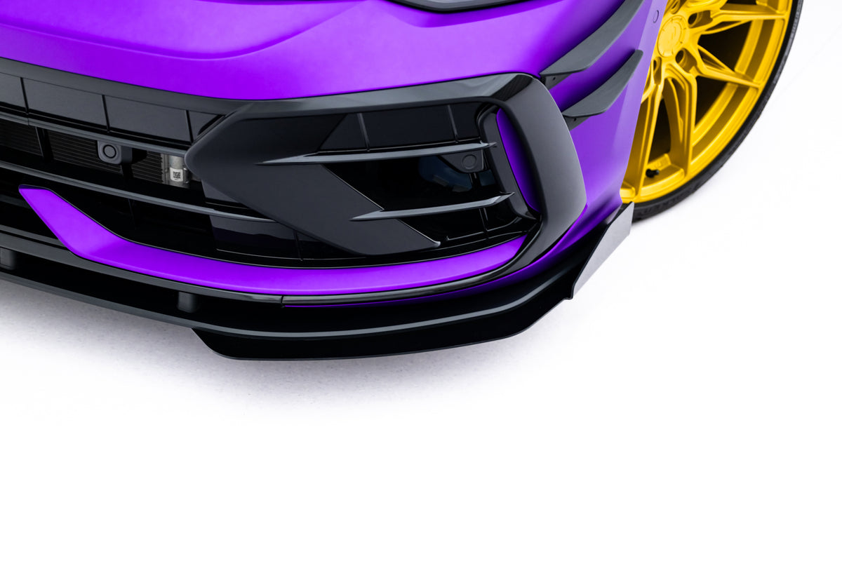 Street Pro Street+ Spoilerlippe Front Ansatz + Flaps passend für VW Golf R Hatchback Mk8 Facelift schwarz Hochglanz – Ansicht 5