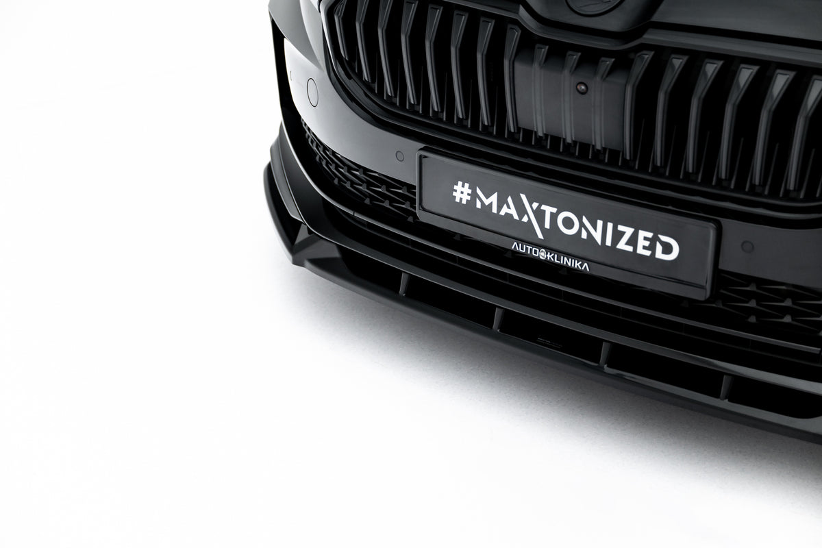 Street+ Spoilerlippe Front Ansatz V.2 passend für Skoda Superb Sportline Mk4 schwarz Hochglanz – Ansicht 4