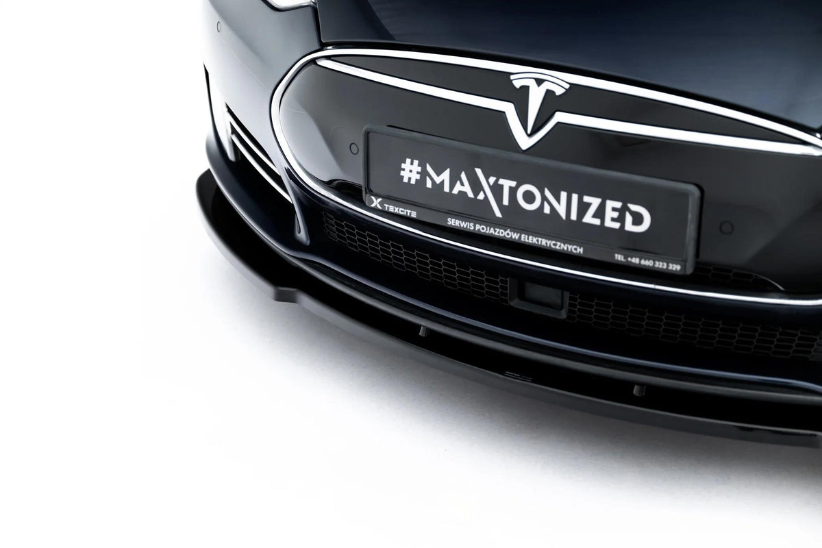 Street+ Spoilerlippe Front Ansatz V.2 passend für Tesla Model S Mk1 schwarz Hochglanz – Ansicht 5