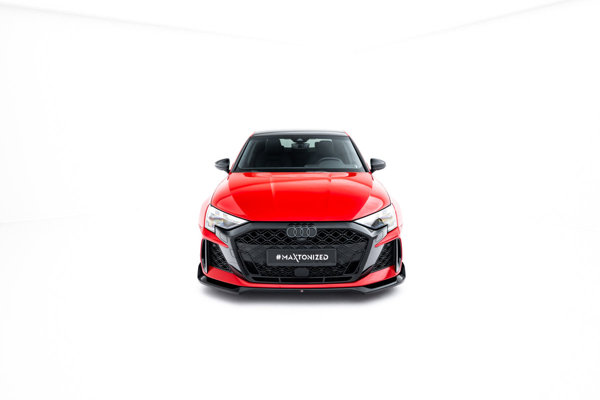 Street+ Spoilerlippe Front Ansatz V.2 passend für Audi RS3 Sportback 8Y Facelift schwarz Hochglanz – Ansicht 1