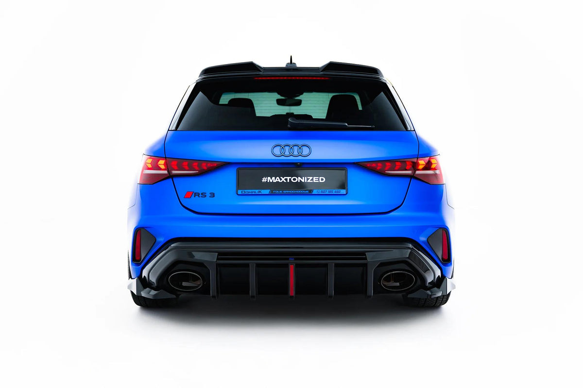 Heck Ansatz Flaps Diffusor V.3 passend für Audi RS3 Sportback 8Y Facelift schwarz Hochglanz – Ansicht 4