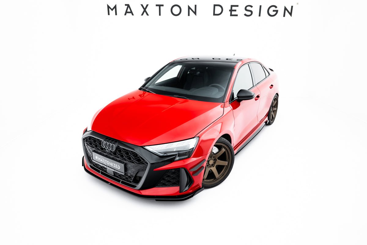 Street Pro Street+ Spoilerlippe Front Ansatz + Flaps passend für Audi RS3 Sportback 8Y Facelift schwarz Hochglanz – Ansicht 2