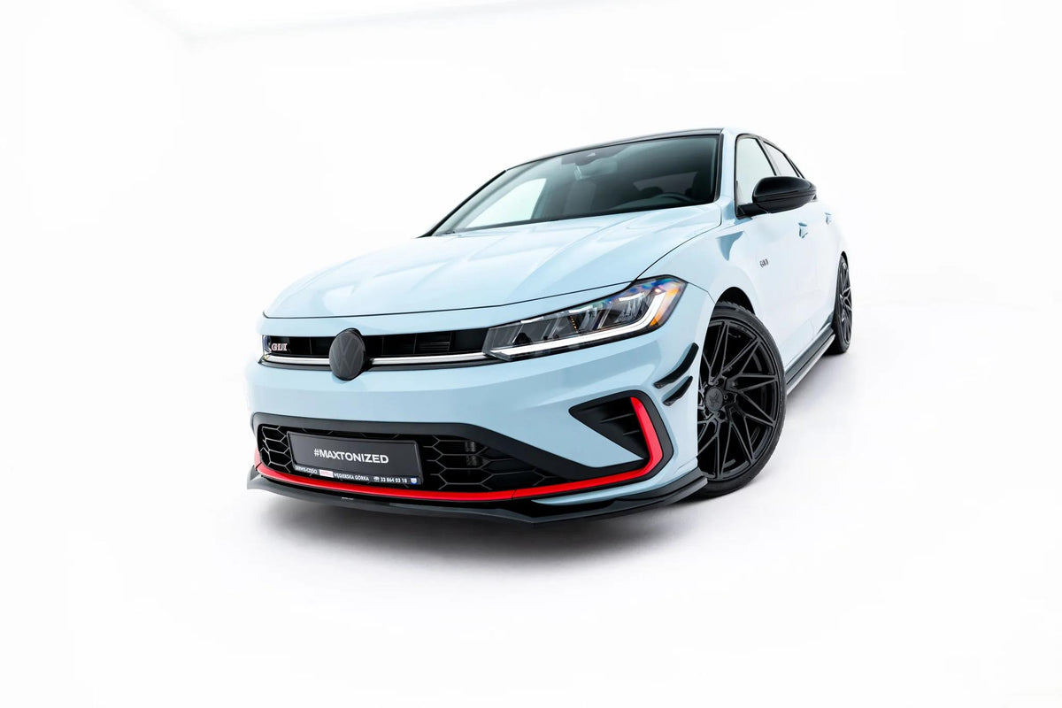 Street+ Spoilerlippe Front Ansatz V.2 passend für VW Jetta GLI Mk7 Facelift 2 schwarz Hochglanz – Ansicht 1