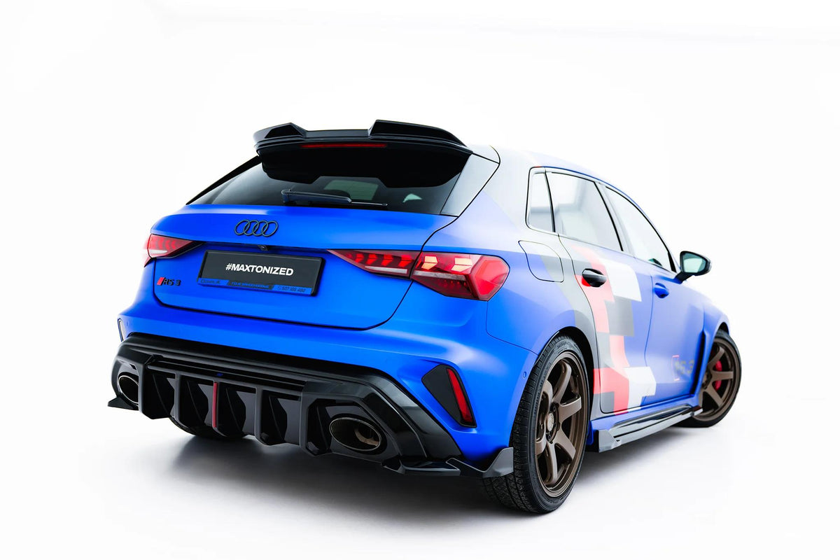 Heck Ansatz Flaps Diffusor V.2 passend für Audi RS3 Sportback 8Y Facelift schwarz Hochglanz – Ansicht 1