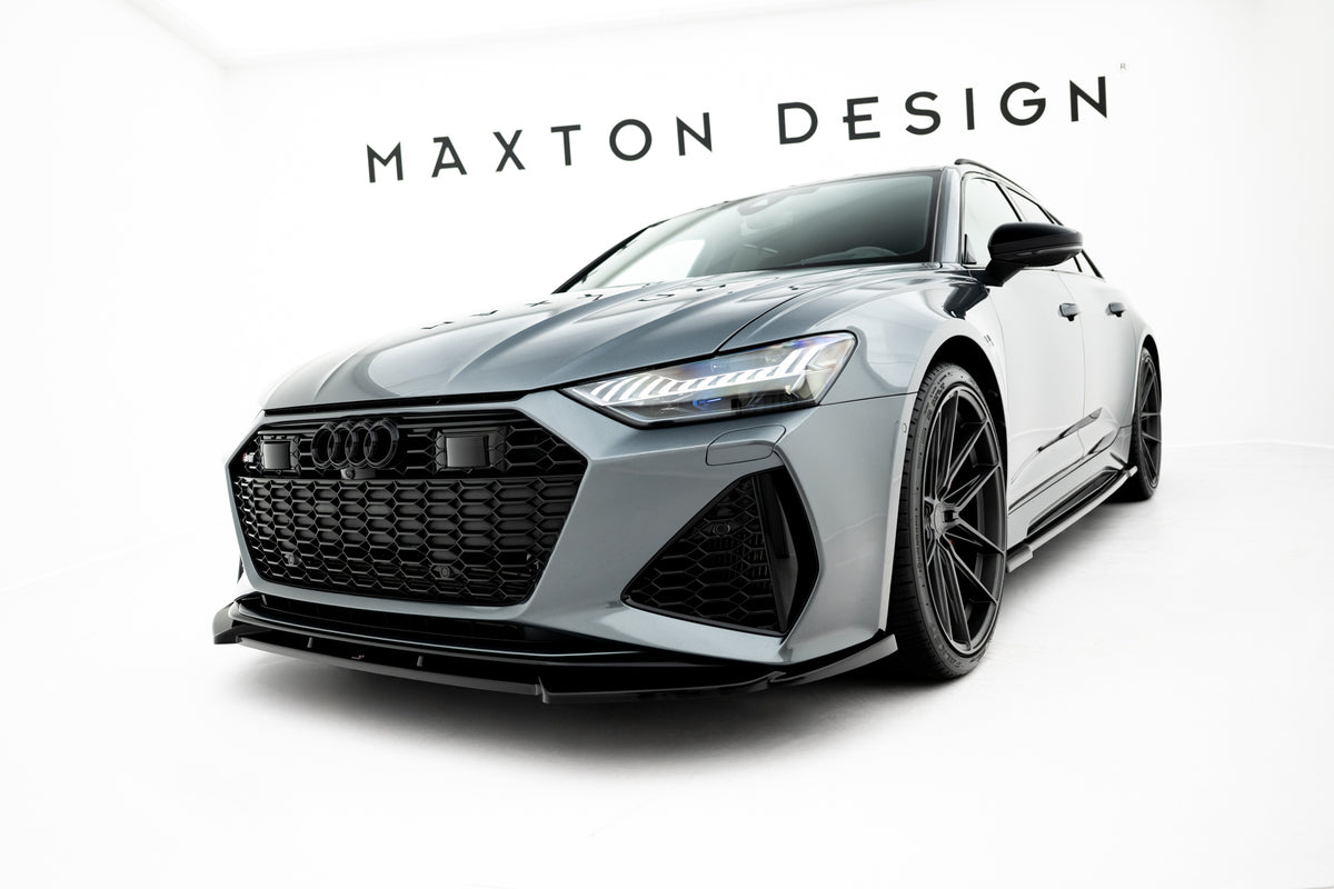 Street+ Spoilerlippe Front Ansatz V.1 passend für Audi RS6 C8 / C8 Facelift schwarz Hochglanz – Ansicht 3