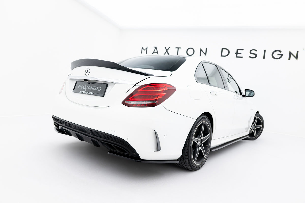 Heck Ansatz Flaps Diffusor passend für Mercedes-Benz C AMG-Line / C43 AMG Limousine W205 schwarz Hochglanz – Ansicht 2