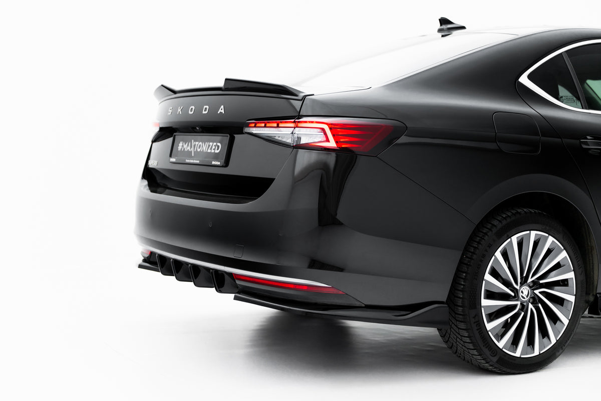 Diffusor Heck Ansatz passend für Skoda Superb Sportline Mk4 schwarz Hochglanz – Ansicht 5
