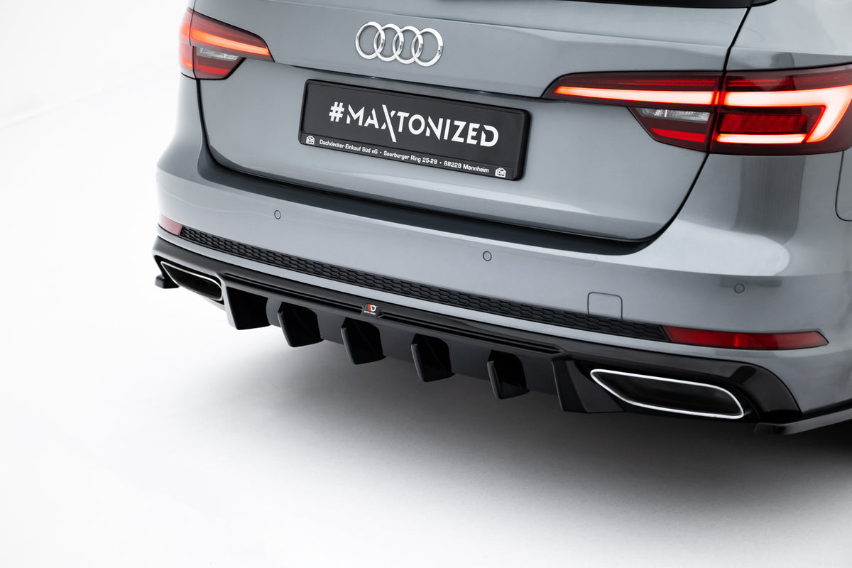Diffusor Heck Ansatz passend für Audi A4 / A4 S-Line Limousine / Avant B9 schwarz Hochglanz – Ansicht 1