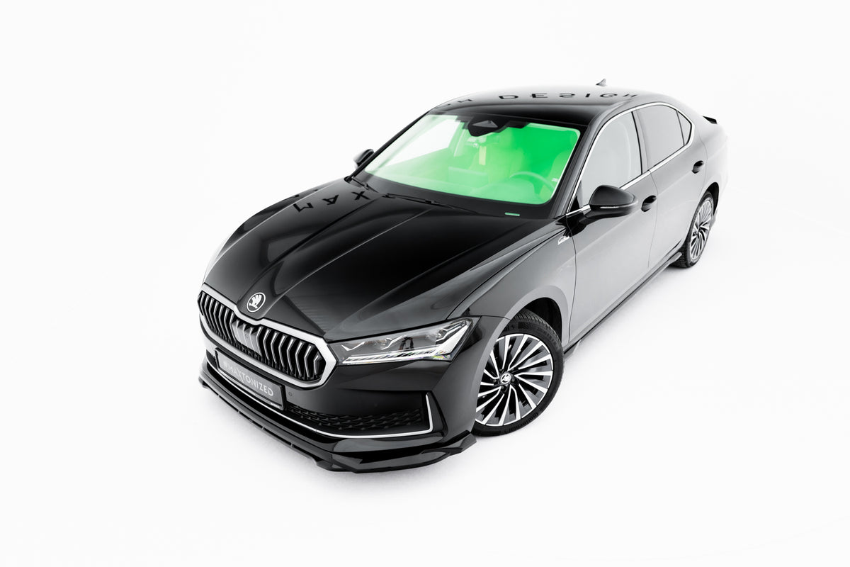Street+ Spoilerlippe Front Ansatz V.1 passend für Skoda Superb Mk4 schwarz Hochglanz – Ansicht 2
