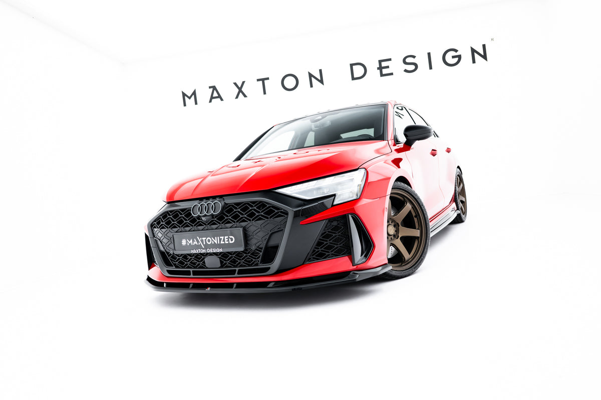 Street+ Spoilerlippe Front Ansatz V.1 passend für Audi RS3 Sportback 8Y Facelift schwarz Hochglanz – Ansicht 3