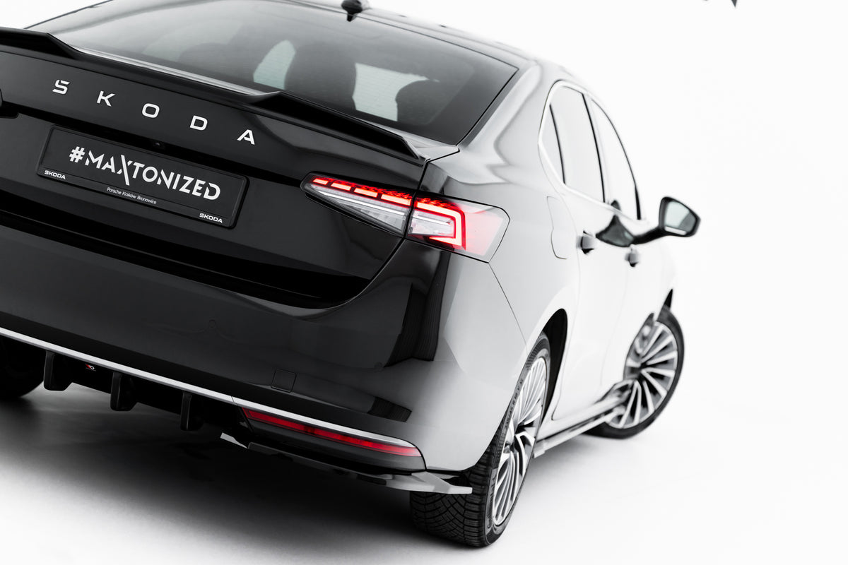 Heck Ansatz Flaps Diffusor V.1 passend für Skoda Superb Sportline Mk4 schwarz Hochglanz – Ansicht 2