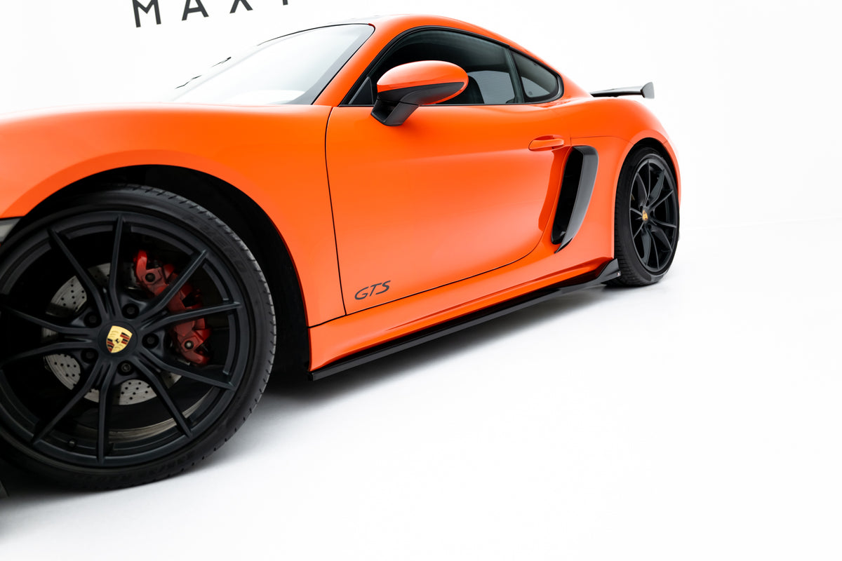 Street+ Seitenschweller Leisten V.2 passend für Porsche 718 Cayman GTS 982c / 718 Boxster GTS 982  schwarz Hochglanz – Ansicht 2
