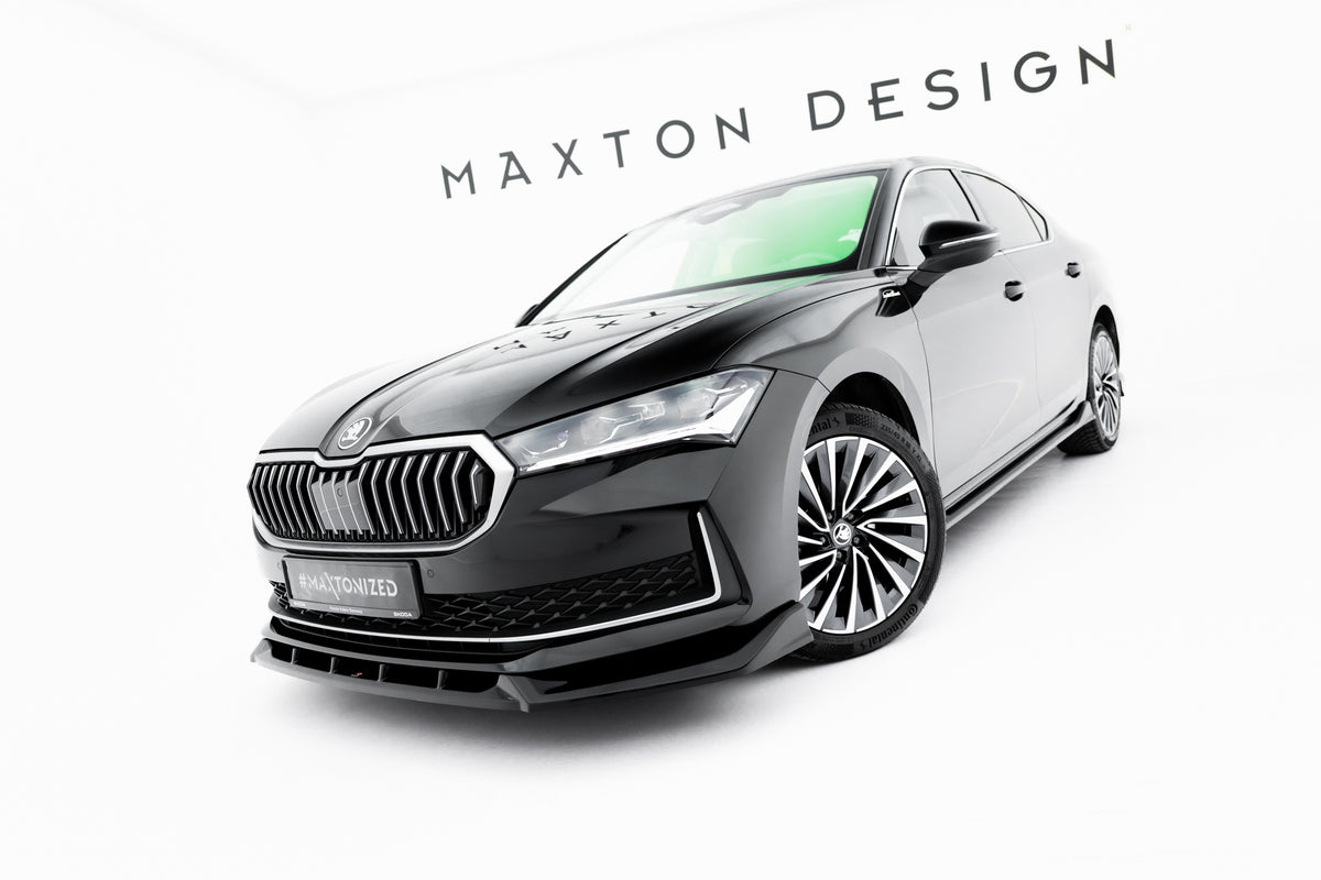 Street+ Spoilerlippe Front Ansatz V.2 passend für Skoda Superb Mk4 schwarz Hochglanz – Ansicht 3