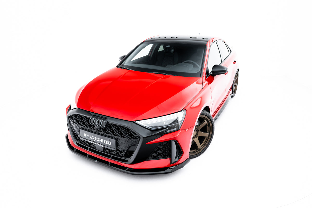Street+ Spoilerlippe Front Ansatz V.1 passend für Audi RS3 Sportback 8Y Facelift schwarz Hochglanz – Ansicht 2