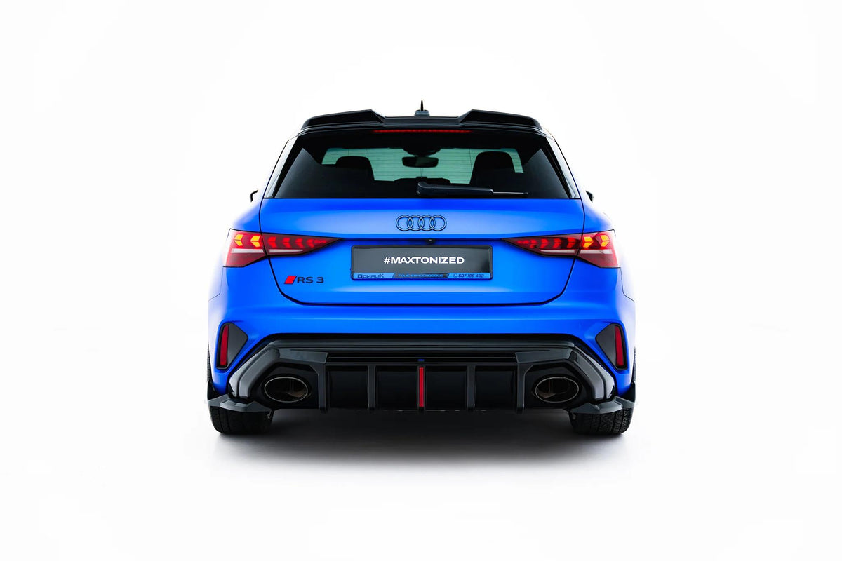 Heck Ansatz Flaps Diffusor V.2 passend für Audi RS3 Sportback 8Y Facelift schwarz Hochglanz – Ansicht 3