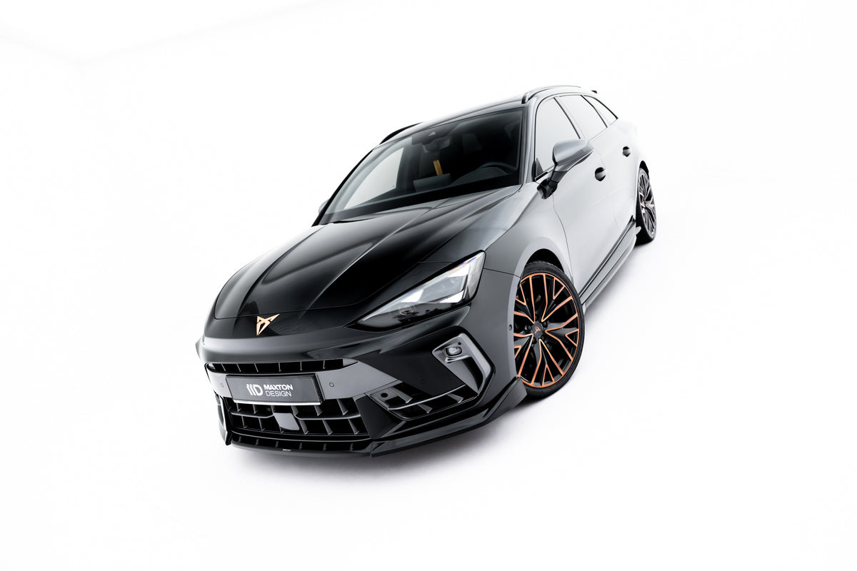 Street+ Spoilerlippe Front Ansatz V.1 passend für Cupra Leon ST / Hatchback Mk1 Facelift schwarz Hochglanz – Ansicht 4