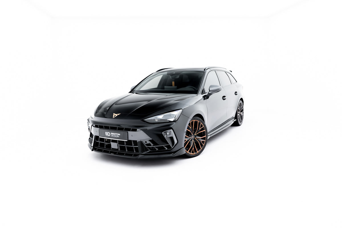 Street+ Spoilerlippe Front Ansatz V.1 passend für Cupra Leon ST / Hatchback Mk1 Facelift schwarz Hochglanz – Ansicht 6