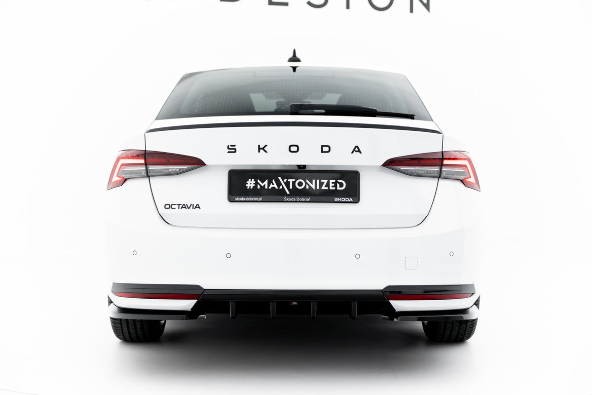 Diffusor Heck Ansatz passend für Skoda Octavia Sportline Liftback / Combi Mk4 Facelift schwarz Hochglanz – Ansicht 2