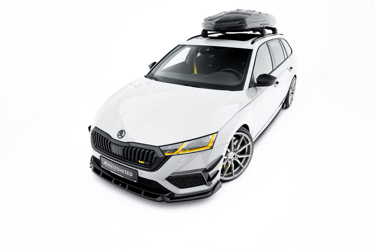 Street+ Spoilerlippe Front Ansatz V.5 passend für Skoda Octavia RS Mk4 schwarz Hochglanz – Ansicht 5