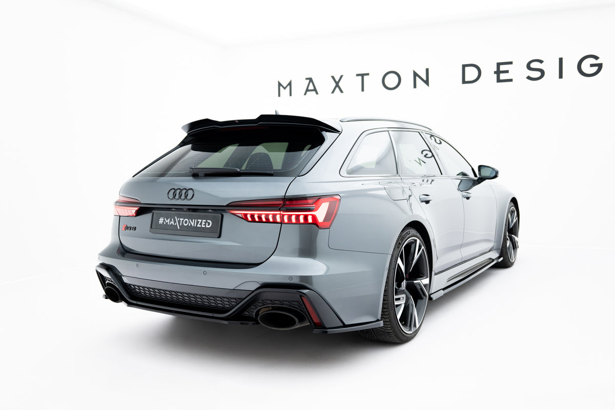 Heck Ansatz Flaps Diffusor V.1 passend für Audi RS6 C8 / C8 Facelift schwarz Hochglanz – Ansicht 1