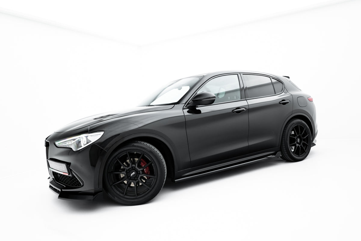 Street+ Seitenschweller Leisten V.2 passend für Alfa Romeo Stelvio Mk1 schwarz Hochglanz – Ansicht 1