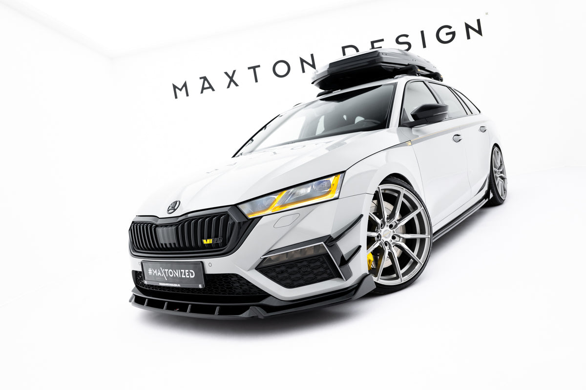 Street+ Spoilerlippe Front Ansatz V.5 passend für Skoda Octavia RS Mk4 schwarz Hochglanz – Ansicht 2