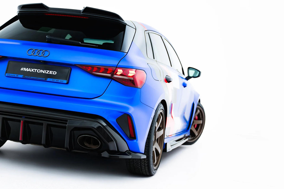 Heck Ansatz Flaps Diffusor V.1 passend für Audi RS3 Sportback 8Y Facelift schwarz Hochglanz – Ansicht 2