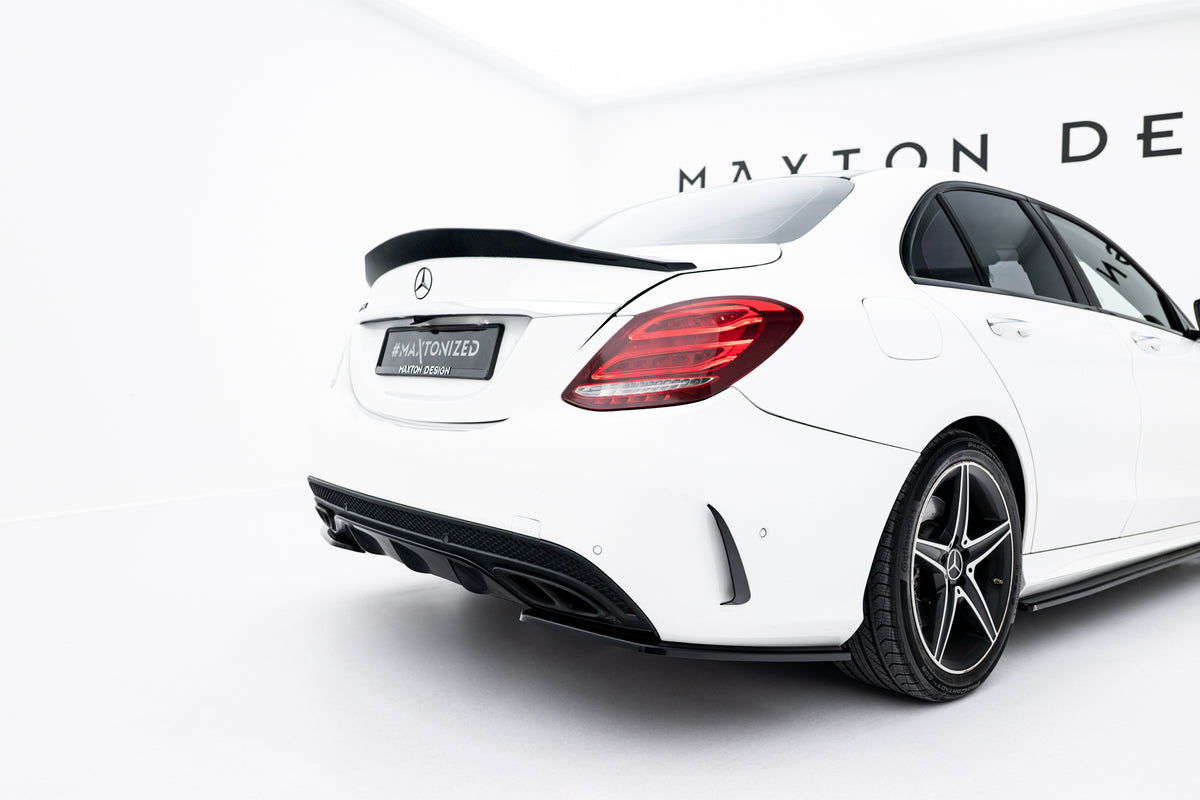 Heck Ansatz Flaps Diffusor passend für Mercedes-Benz C AMG-Line / C43 AMG Limousine W205 schwarz Hochglanz – Ansicht 1