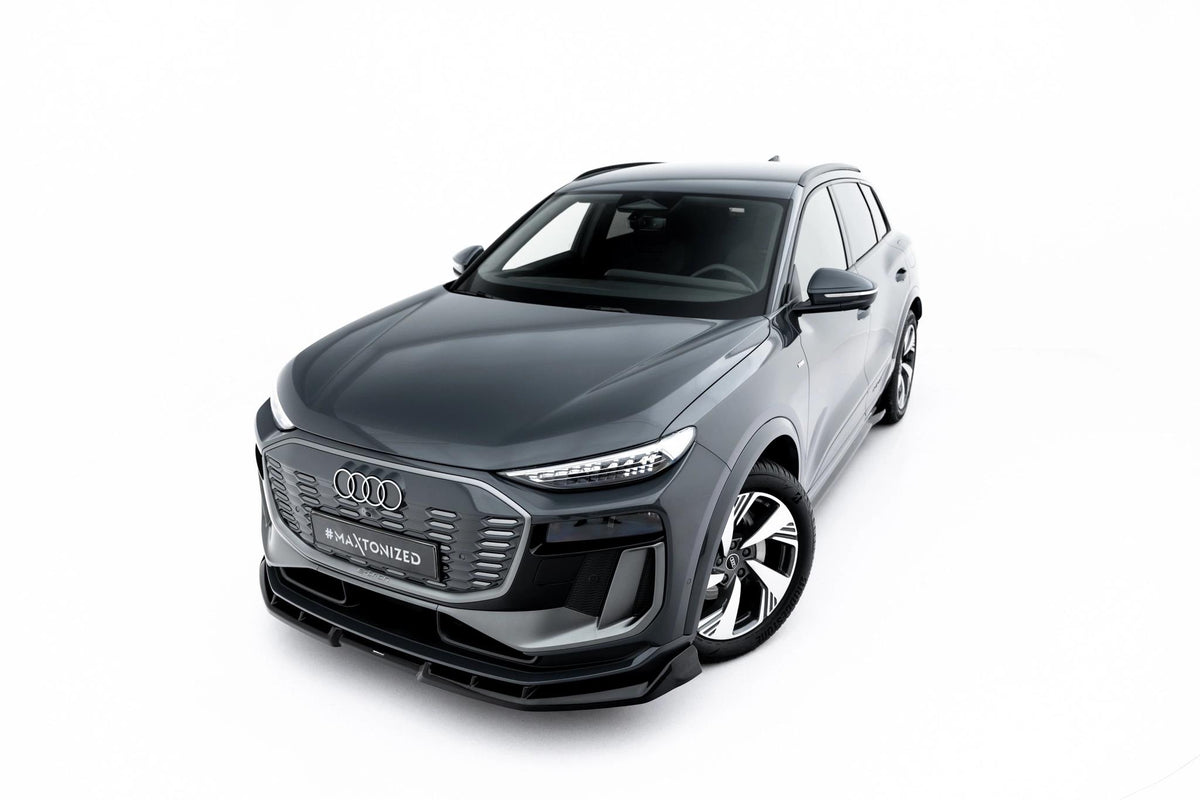 Street+ Spoilerlippe Front Ansatz passend für Audi Q6 e-tron Standard / S-Line / SQ6 e-tron SUV / Sportback Mk1 schwarz Hochglanz – Ansicht 3