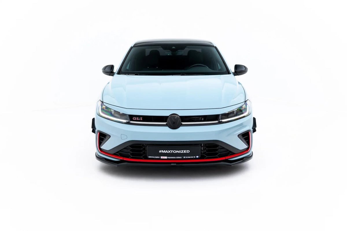 Street+ Spoilerlippe Front Ansatz V.2 passend für VW Jetta GLI Mk7 Facelift 2 schwarz Hochglanz – Ansicht 3