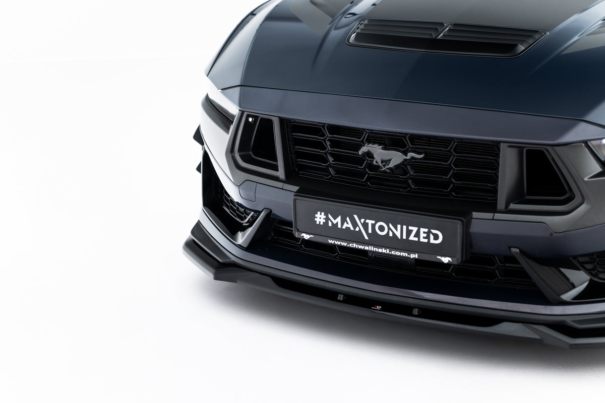 Street+ Spoilerlippe Front Ansatz V.2 passend für Ford Mustang Dark Horse Mk7 schwarz Hochglanz – Ansicht 3