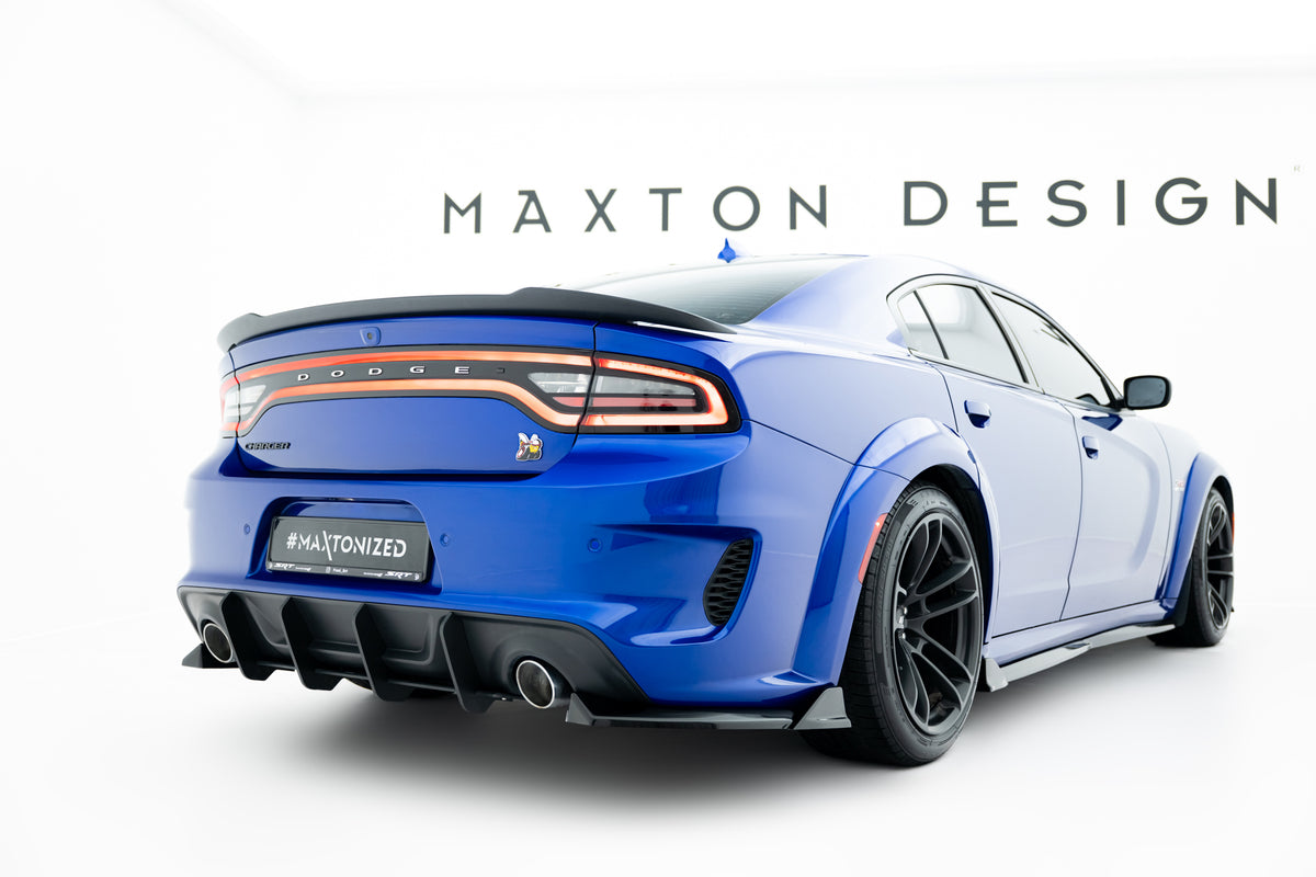 Heck Ansatz Flaps Diffusor passend für Dodge Charger RT Scat Pack Widebody Mk3 Facelift schwarz Hochglanz – Ansicht 1