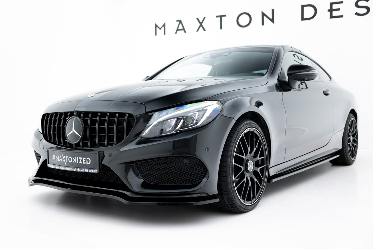 Street+ Spoilerlippe Front Ansatz V.1 passend für Mercedes- Benz C Coupe AMG-Line C205  schwarz Hochglanz – Ansicht 3