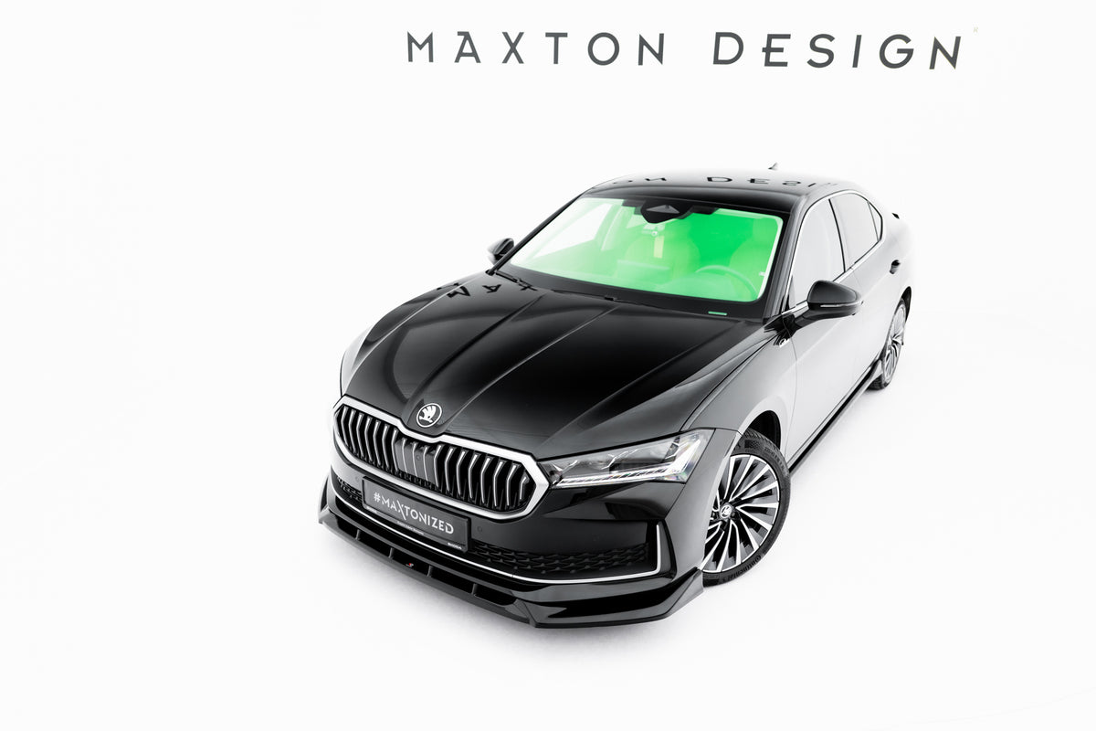 Street+ Spoilerlippe Front Ansatz V.2 passend für Skoda Superb Mk4 schwarz Hochglanz – Ansicht 2