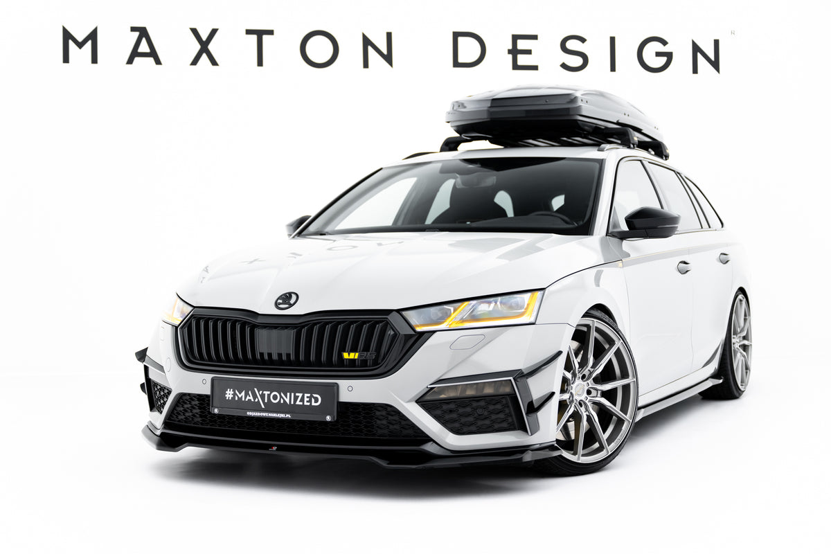 Street+ Spoilerlippe Front Ansatz V.4 passend für Skoda Octavia RS Mk4 schwarz Hochglanz – Ansicht 1