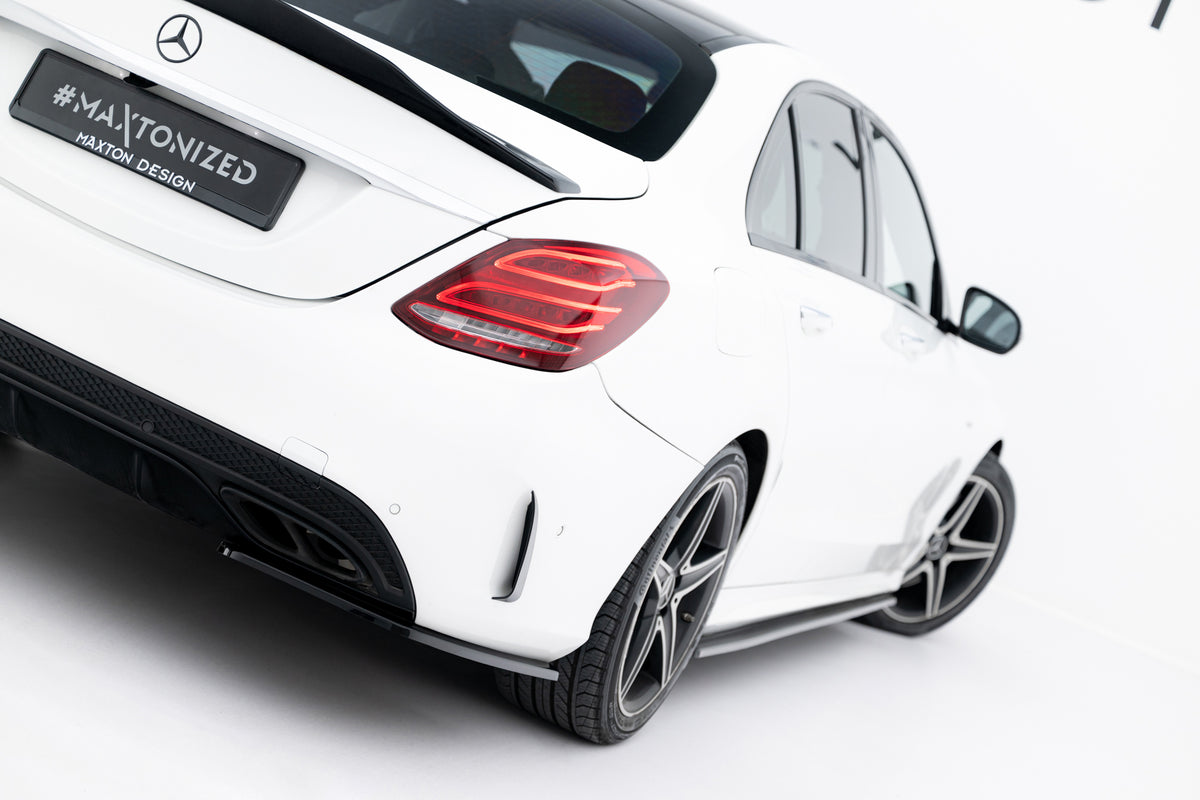 Heck Ansatz Flaps Diffusor passend für Mercedes-Benz C AMG-Line / C43 AMG Limousine W205 schwarz Hochglanz – Ansicht 3