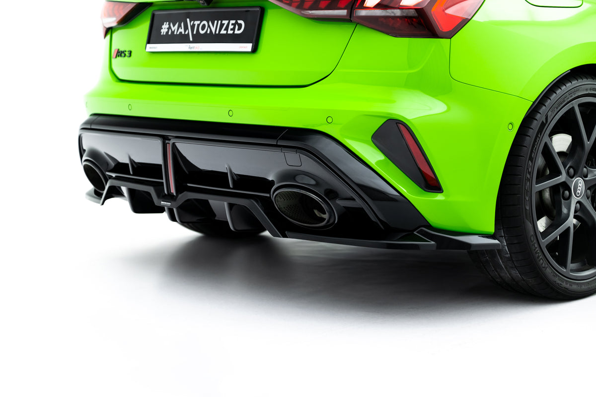 Street+ Mittlerer Diffusor RACE passend für V.3 Audi RS3 Sportback 8Y Facelift schwarz Hochglanz – Ansicht 1