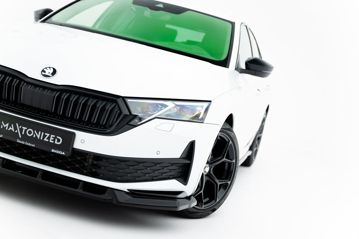 Street+ Spoilerlippe Front Ansatz passend für Skoda Octavia Sportline Liftback / Combi Mk4 Facelift schwarz Hochglanz – Ansicht 4