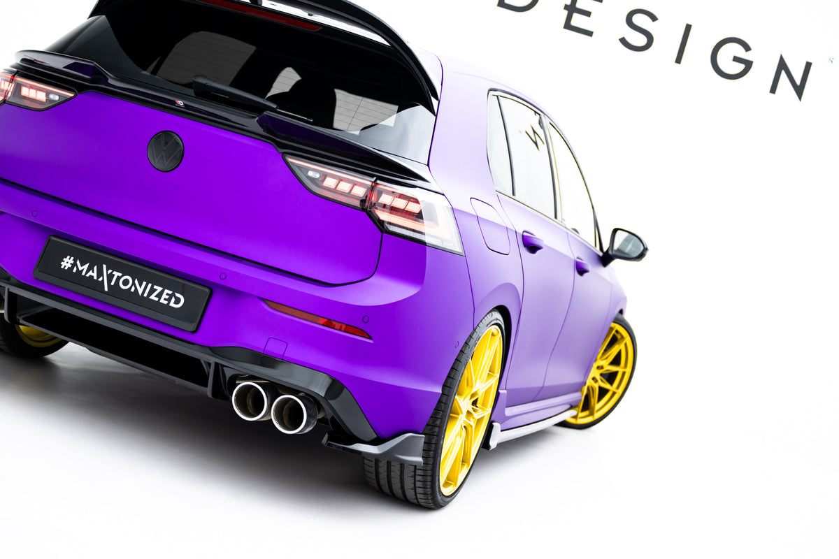 Heck Ansatz Flaps Diffusor V.7 passend für VW Golf R Hatchback Mk8 / Mk8 Facelift schwarz Hochglanz – Ansicht 1