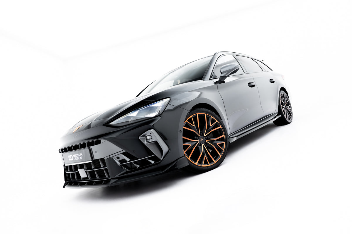 Street+ Spoilerlippe Front Ansatz V.1 passend für Cupra Leon ST / Hatchback Mk1 Facelift schwarz Hochglanz – Ansicht 5