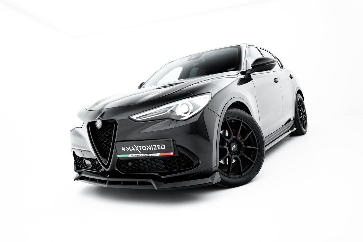 Street+ Spoilerlippe Front Ansatz V.3 passend für Alfa Romeo Stelvio Mk1 schwarz Hochglanz – Ansicht 2