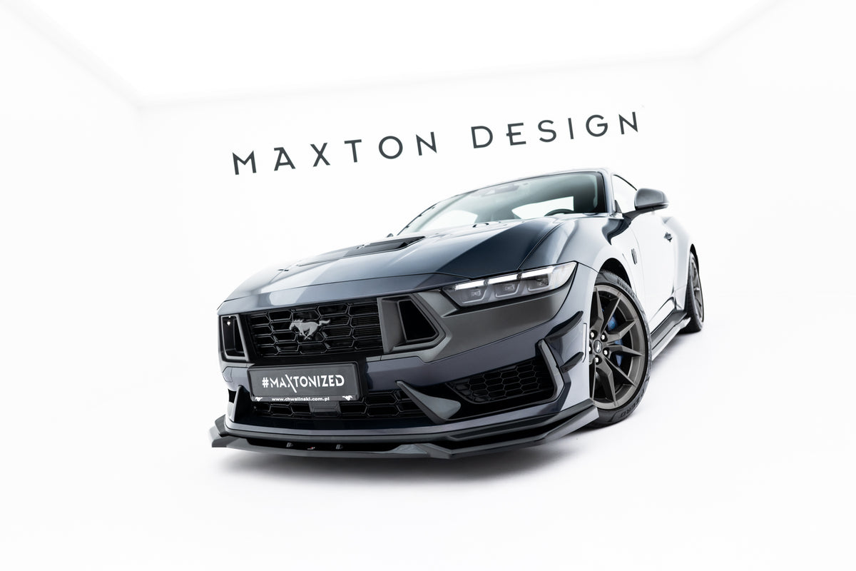 Street+ Spoilerlippe Front Ansatz V.2 passend für Ford Mustang Dark Horse Mk7 schwarz Hochglanz – Ansicht 4