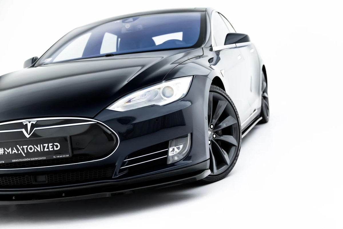 Street+ Spoilerlippe Front Ansatz V.1 passend für Tesla Model S Mk1 schwarz Hochglanz – Ansicht 5