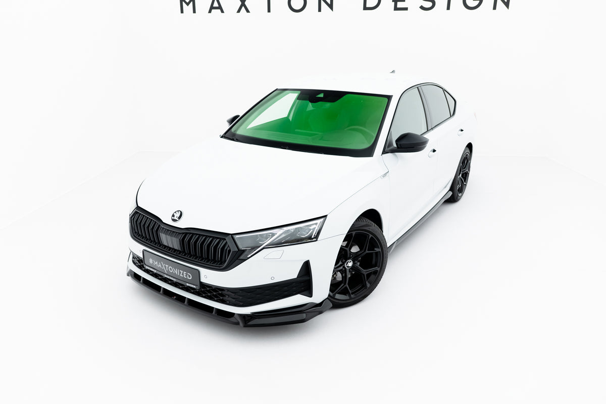 Street+ Spoilerlippe Front Ansatz passend für Skoda Octavia Sportline Liftback / Combi Mk4 Facelift schwarz Hochglanz – Ansicht 2