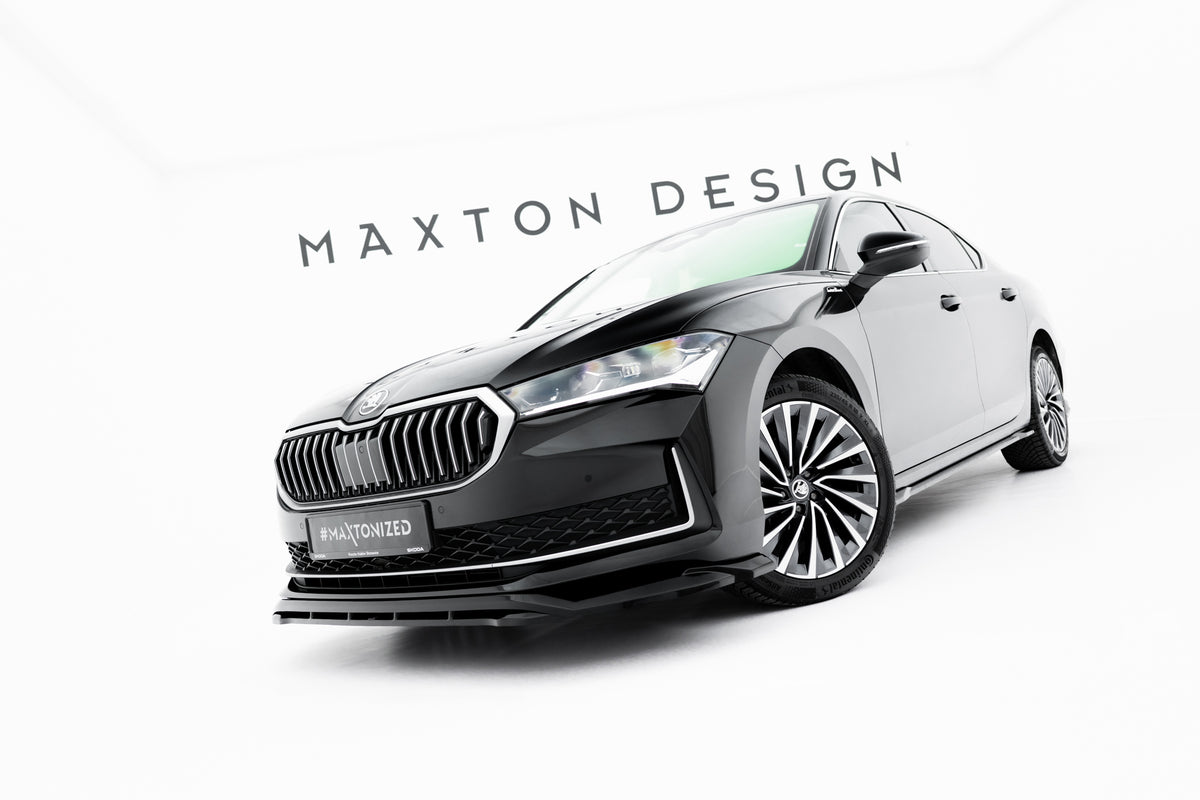 Street+ Spoilerlippe Front Ansatz V.1 passend für Skoda Superb Mk4 schwarz Hochglanz – Ansicht 3