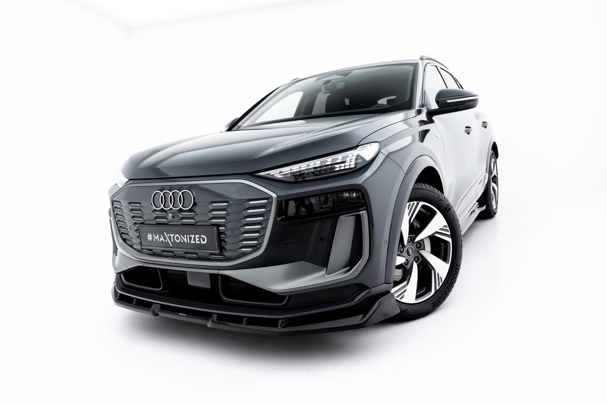 Street+ Spoilerlippe Front Ansatz passend für Audi Q6 e-tron Standard / S-Line / SQ6 e-tron SUV / Sportback Mk1 schwarz Hochglanz – Ansicht 2