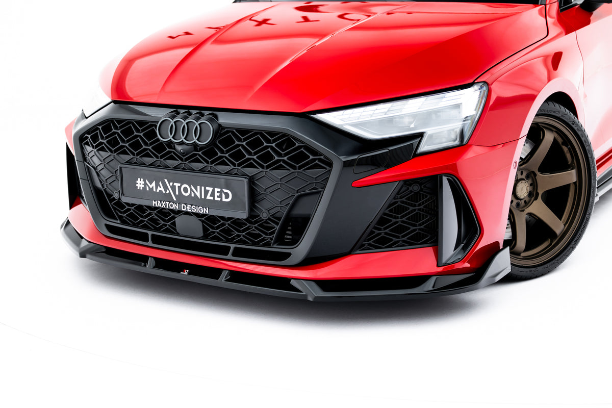 Street+ Spoilerlippe Front Ansatz V.3 passend für Audi RS3 Sportback 8Y Facelift schwarz Hochglanz – Ansicht 4