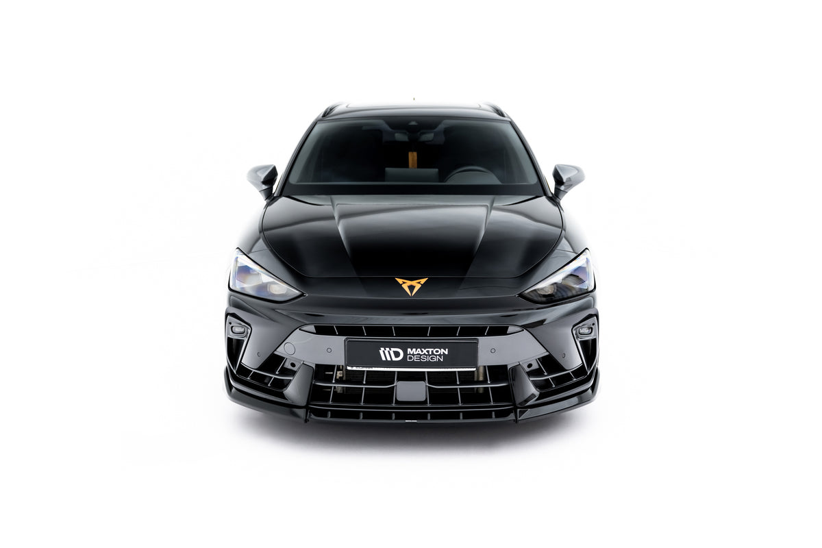 Street+ Spoilerlippe Front Ansatz V.1 passend für Cupra Leon ST / Hatchback Mk1 Facelift schwarz Hochglanz – Ansicht 1